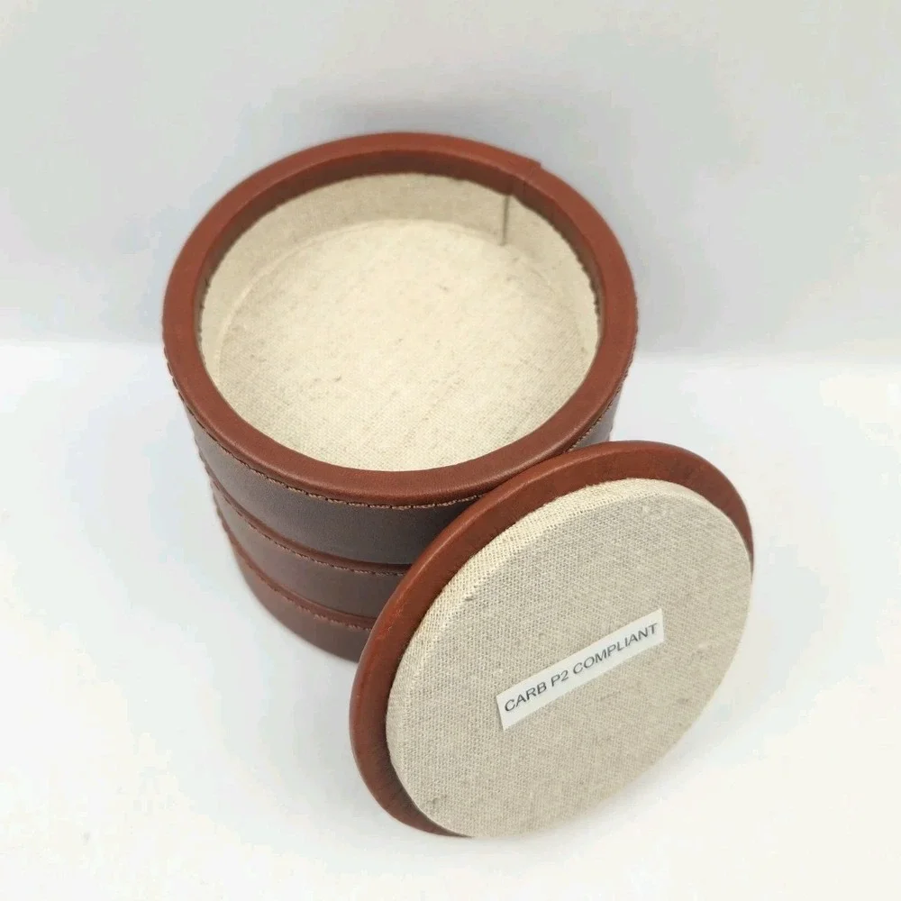 Mark Graham Leather Travel Jewelry Watch Round Storage Container 3 Compartments